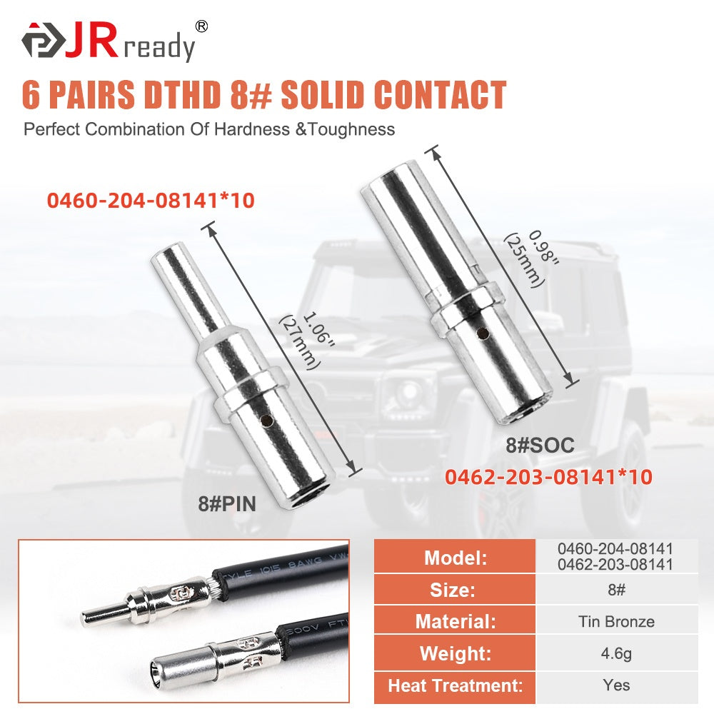 JRready ST6566 8# Contact Terminal Kit for Deutsch DTHD HDP20 HD30 DRB Series Connectors, 0462-203-08141 & 0460-204-08141, 10-8 AWG Nickel-Plated, 60A Heavy Equipment & Marine Wiring