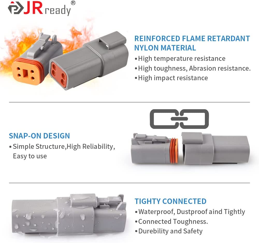 JRready DT 2 / 3 / 4 / 6 / 8 / 12 Pin Connectors & Solid Contacts 2 Pairs: ST6112-0202 /ST6113-0302 / ST6114-0402 / ST6115-0602 / ST6116-0802 / ST6117-1202