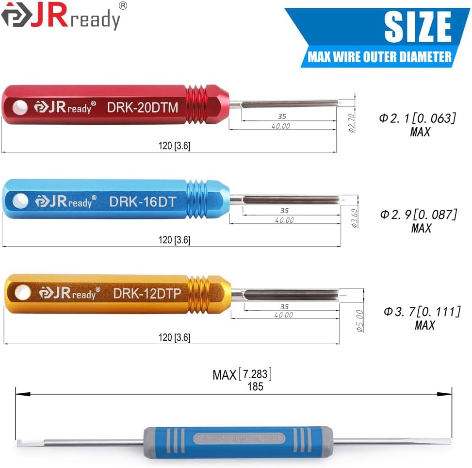 JRready ST5231 DEUTSCH Removal Tool Kit: DRK-12DTP + DRK-16DT + DRK-20DTM + DRK-RT1B Extraction Tools