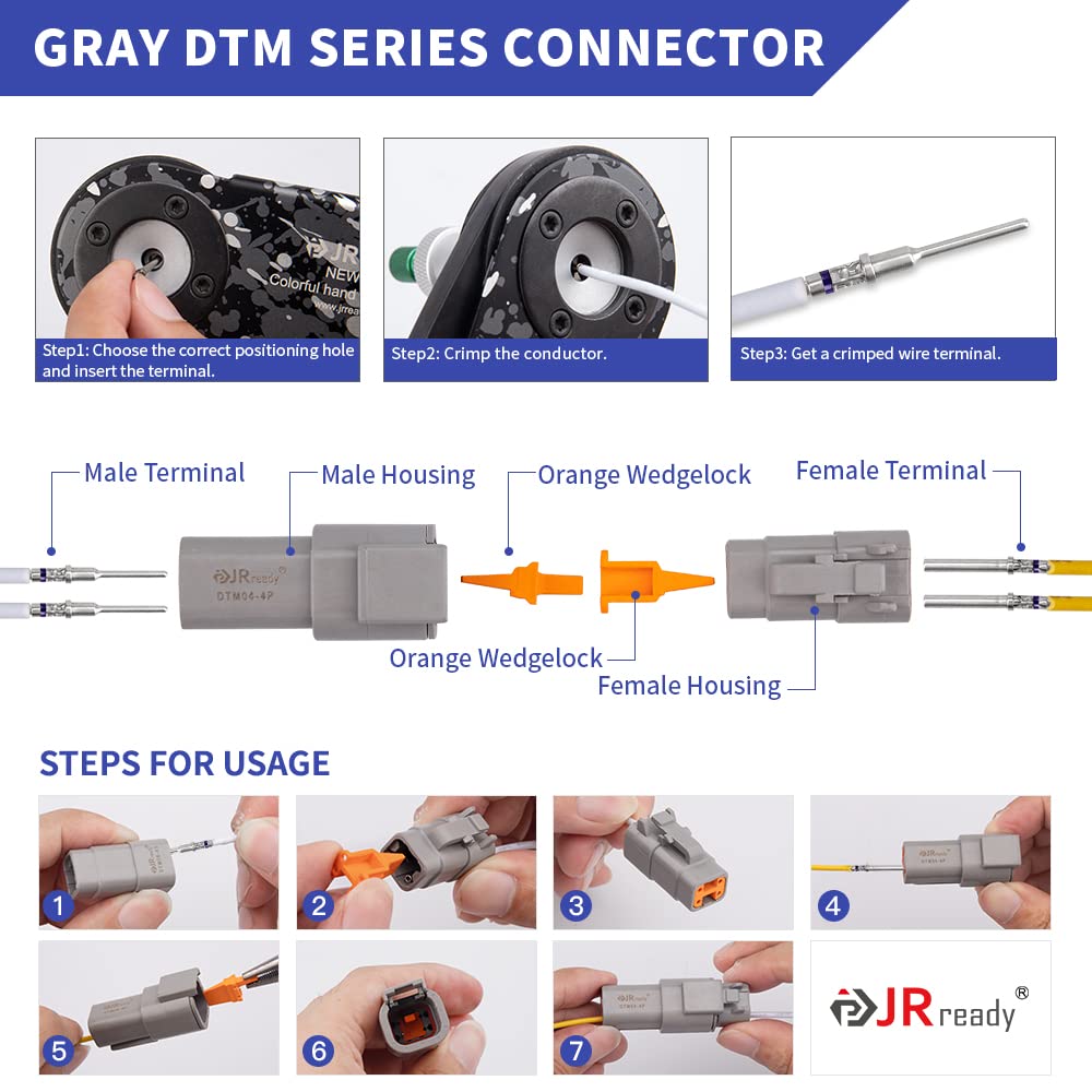 JRready DTM 2 / 3 / 4 / 6 / 8 / 12 Pin Connectors & Solid Contacts 2 Pairs: ST6330-0202 / ST6330-0302 / ST6330-0402 / ST6330-0602 / ST6330-0802 / ST6330-1202