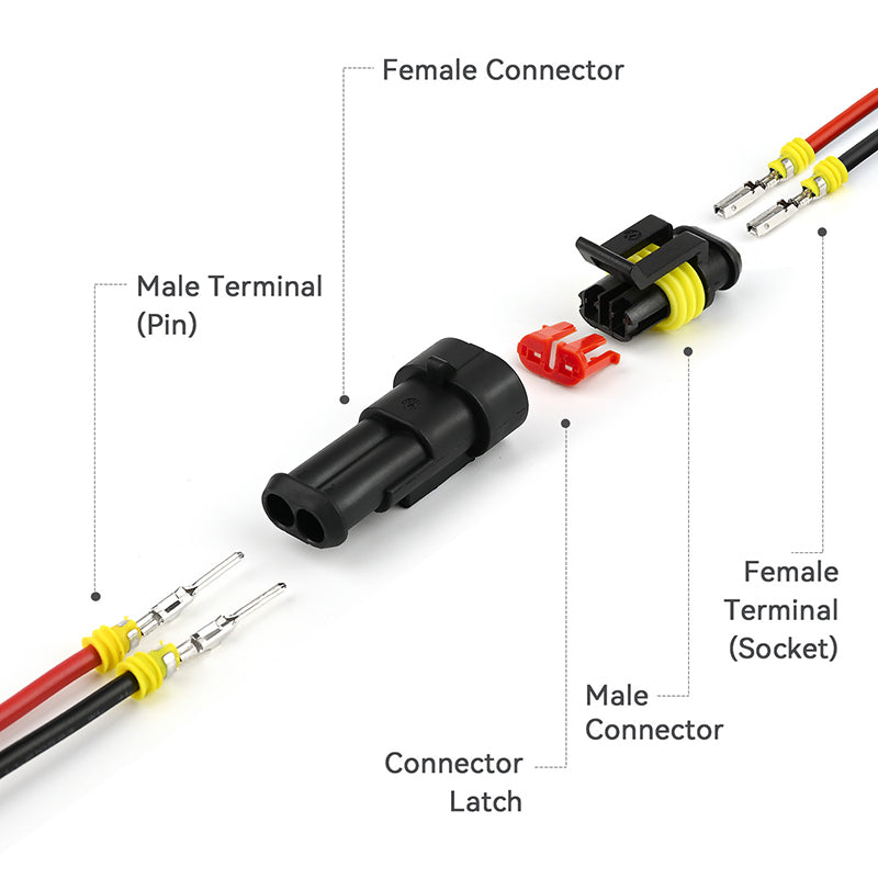 JRready 6-Pin Superseal 1.5 Series Sealed Connector Kit, 14-18 AWG Multi-Port Integrated Coupling High-Tenacity PA66 Housing Automotive Plug Set