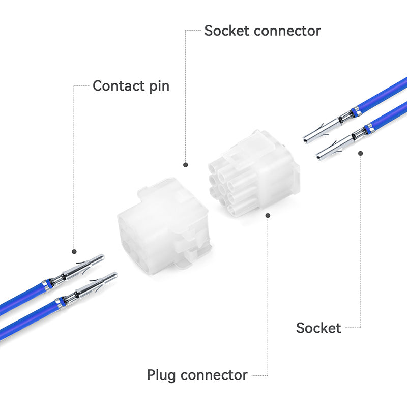 JRready MOLEX Connector JRN001 9 Pin (20Matched Sets), 2.13mm Diameter Sockets 14-20 AWG, Compatible with Molex MLX Power Connector, 6.35mm Pitch, Free Hanging(20 sets）