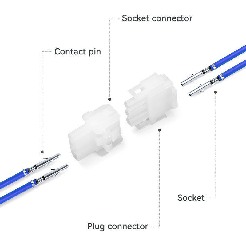 JRready MOLEX Connector JRN001 3 Pin (20Matched Sets), 2.13mm Diameter Sockets 14-20 AWG, Compatible with Molex MLX Power Connector, 6.35mm Pitch, Free Hanging(20 sets）