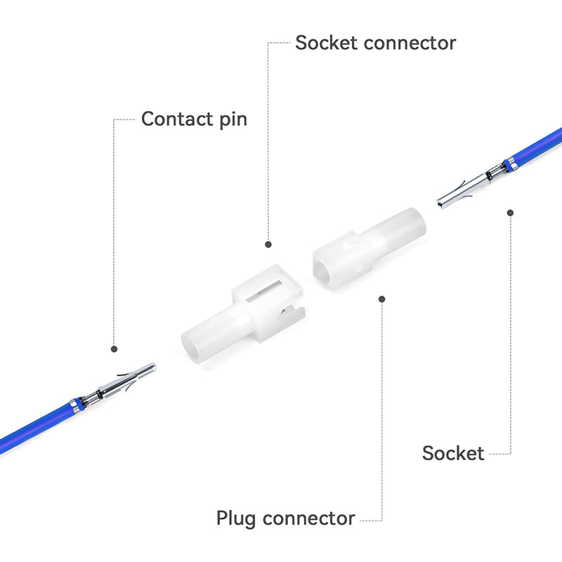 JRready MOLEX Connector JRN001 1 Pin (20Matched Sets), 2.13mm Diameter Sockets 14-20 AWG, Compatible with Molex MLX Power Connector, 6.35mm Pitch, Free Hanging(20 sets）