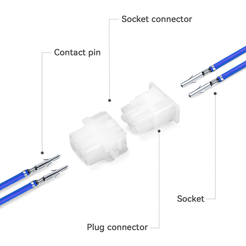 JRready MOLEX Connector JRN001 6 Pin (20Matched Sets), 2.13mm Diameter Sockets 14-20 AWG, Compatible with Molex MLX Power Connector, 6.35mm Pitch, Free Hanging(20 sets）