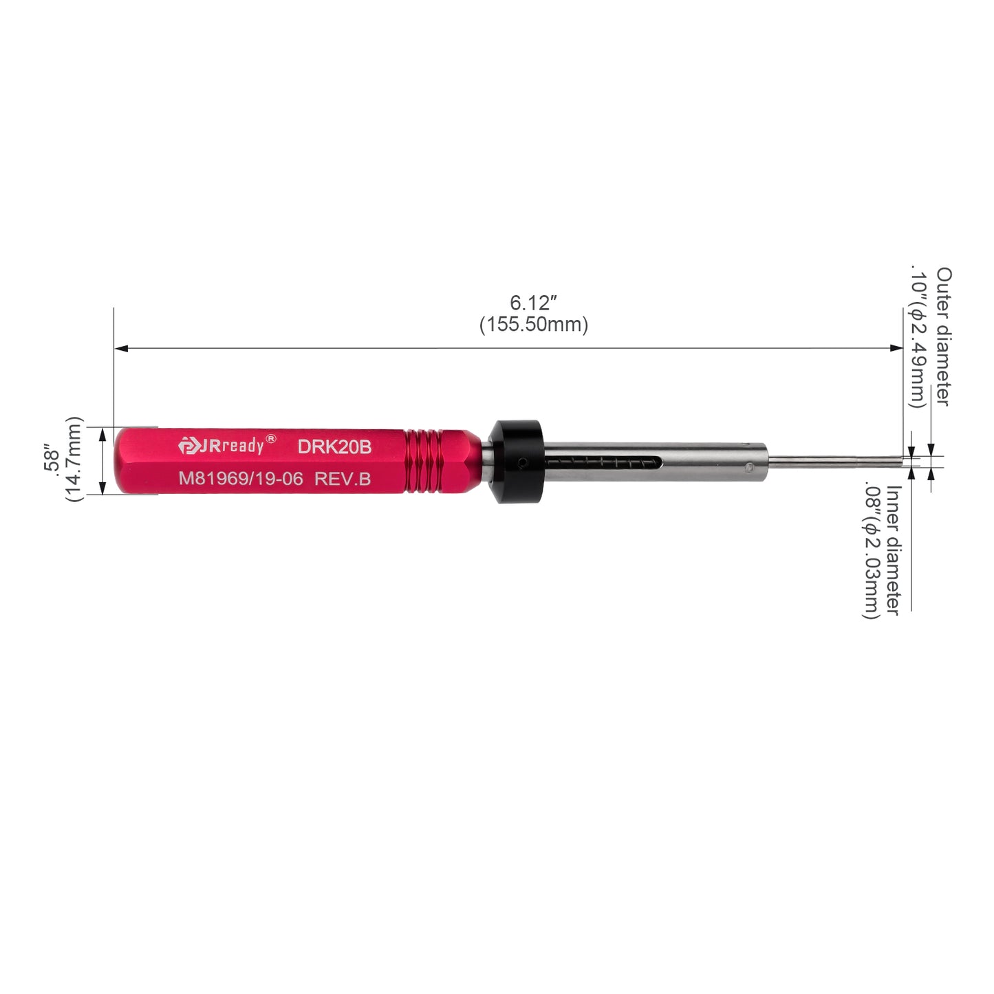 JRready DRK12B M81969 19-02/ DRK16B M81969 19-01/ DRK20B M81969 17-03 Removal Tools Designing Refers to M81969 Applied to Remove Contacts