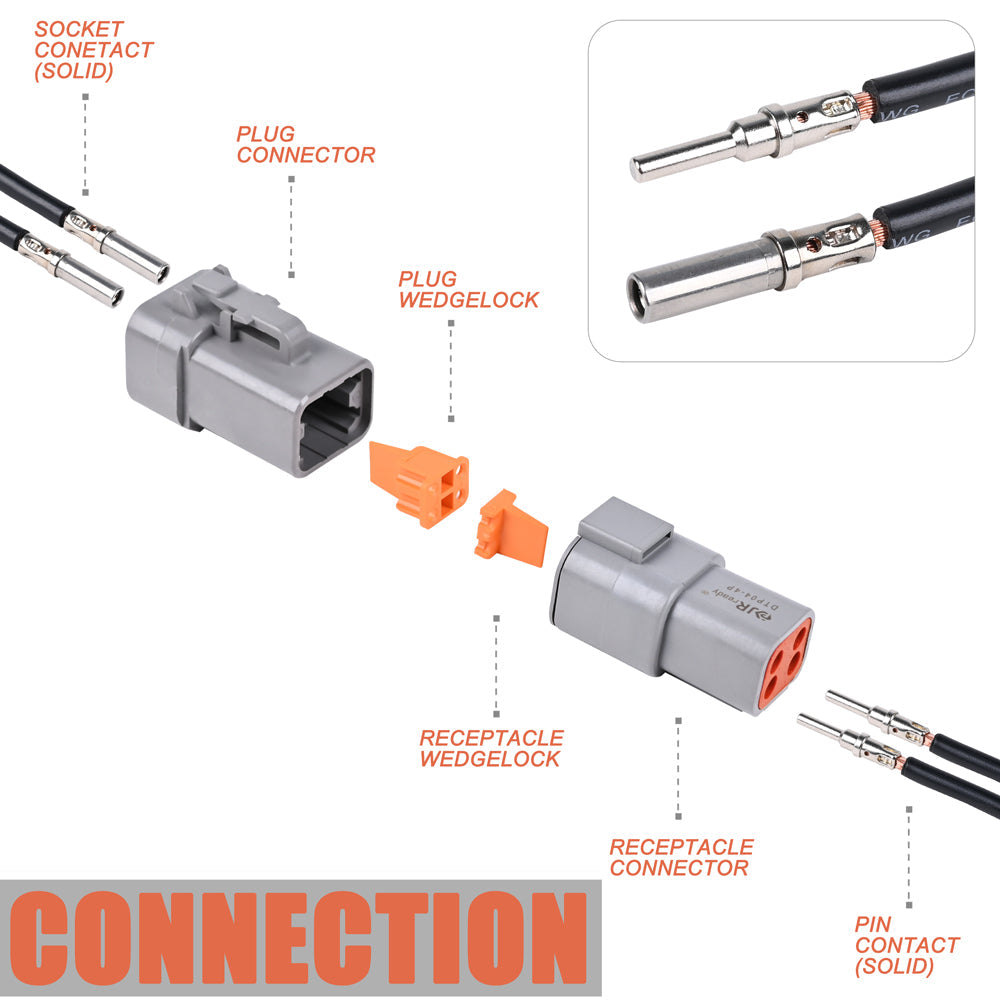 JRready ST6370 DTP Automotive Electrical Connectors & 0460-204-12141, 0462-203-12141 Size 12 Solid Contacts & DRK-RT1, 114010, 0411-291-1405 Removal Tools 12-14AWG 25A