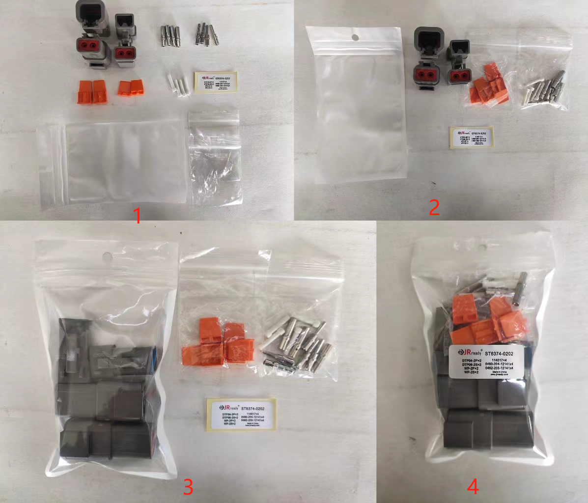 JRready ST6374-0202 DTP 2 Pin Connectors 2 Pairs & Solid Contacts / ST6374-0402 DTP 4 Pin Connectors 2 Pairs & Solid Contacts