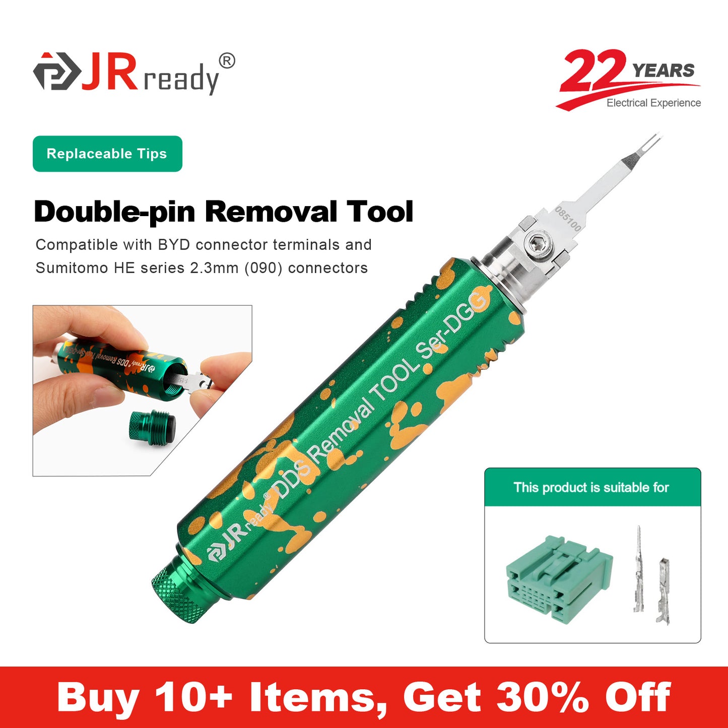 JRDDS-D085100-01/ JRDDS-D085100-07 Strumento di estrazione per terminali di connettori BYD per connettori Sumitomo serie HE da 2,3 mm (090)