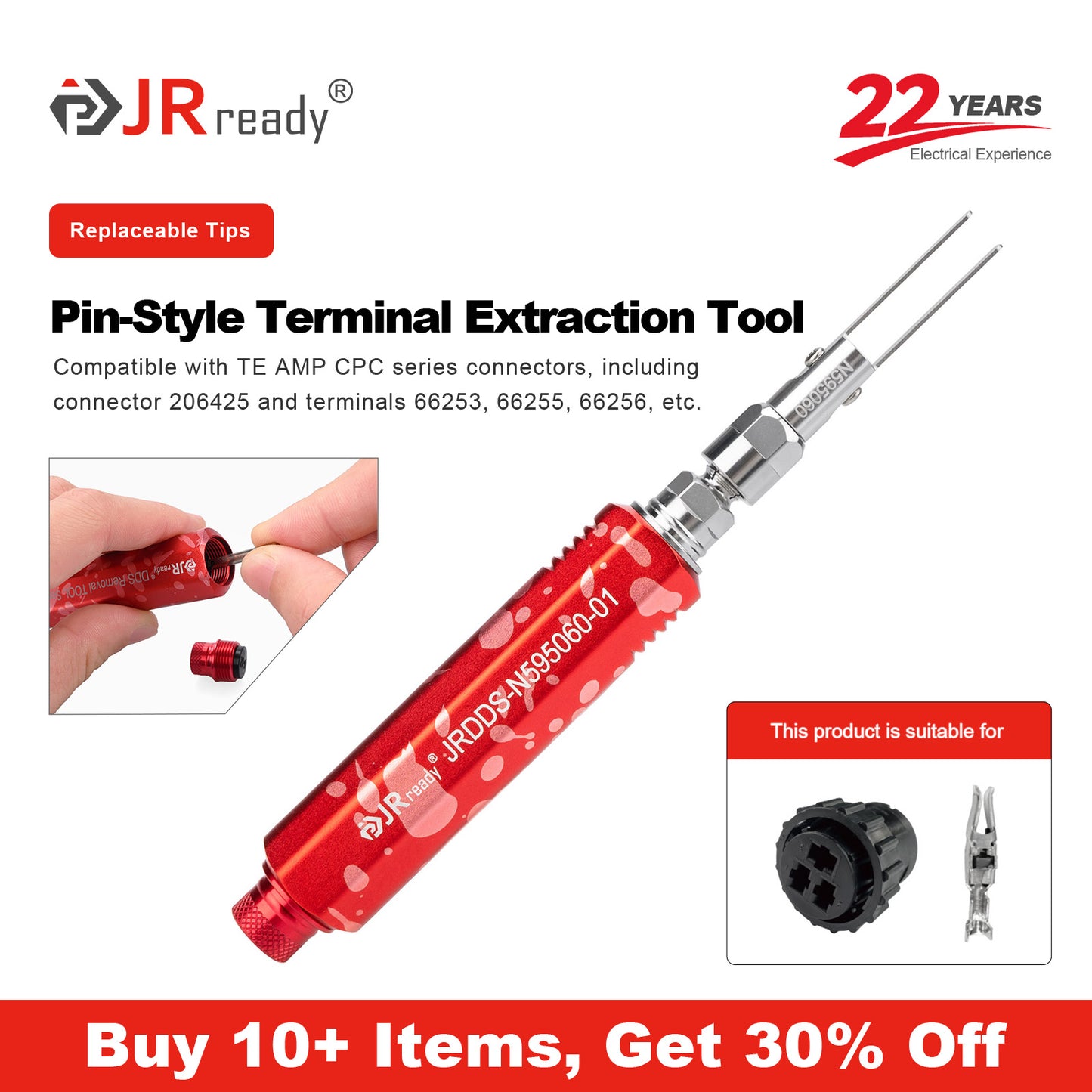 JRDDS-N595060-01/ JRDDS-N595060-03 Strumento di estrazione per l'estrazione dei terminali sui connettori della serie TE AMP/CPC 