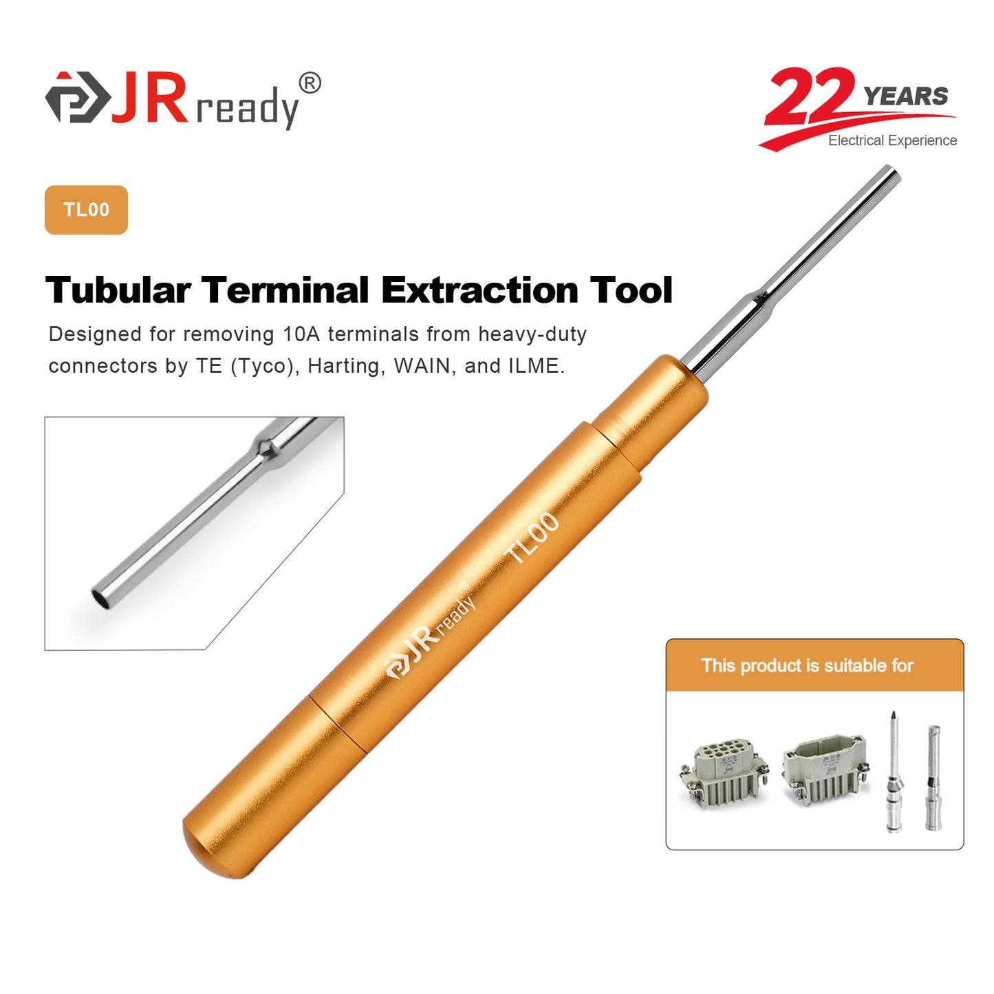 JRready TL00 (09990000012) Pin Removal Tools Harting Extraction Tool for remove HARTING, TE Han DD Heavy Duty connectors