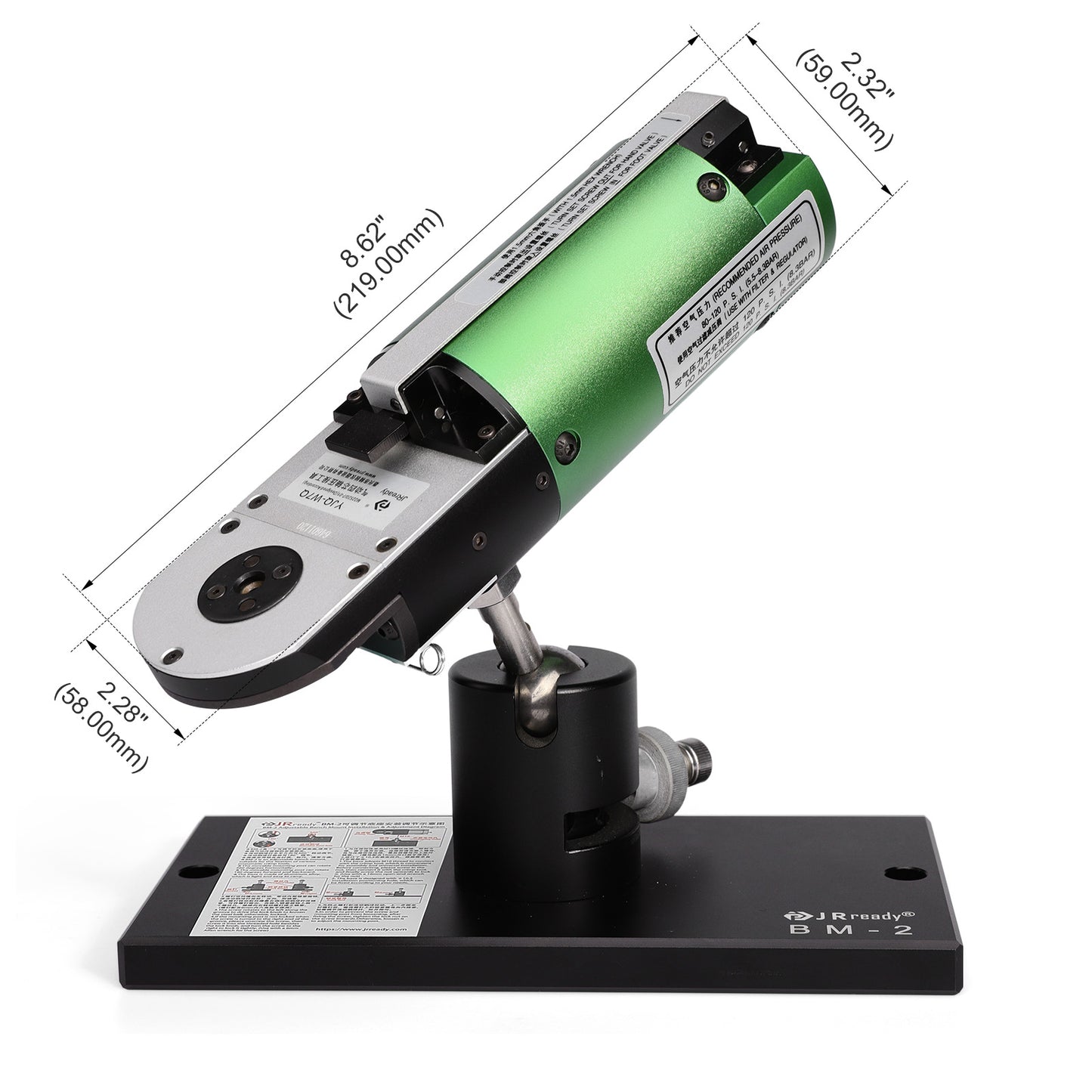 JRready ST4011 Pneumatic Crimp Tool Kit: YJQ-W7Q M22520/7-01 Pneumatic Crimp Tool & 86-37 Adjustable Positioner 16-28AWG