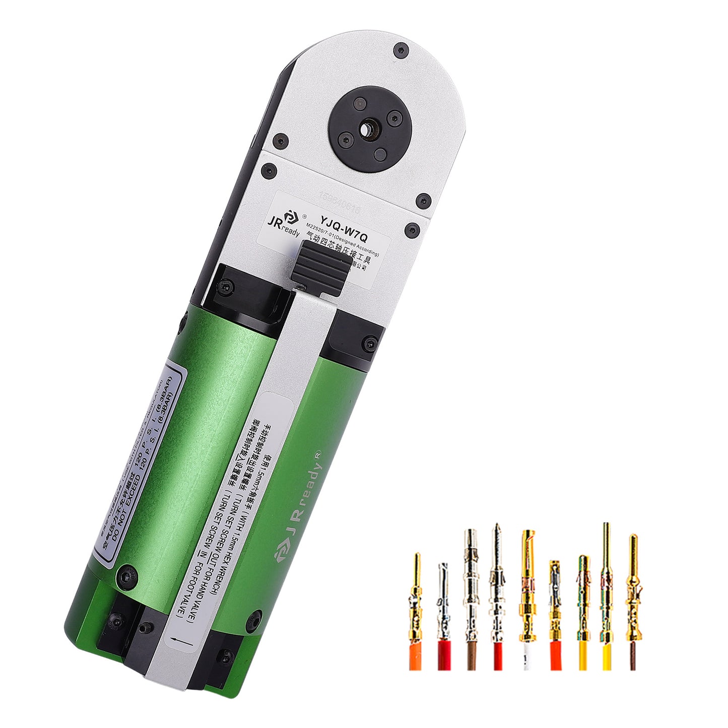JRready ST4011 Pneumatic Crimp Tool Kit: YJQ-W7Q M22520/7-01 Pneumatic Crimp Tool & 86-37 Adjustable Positioner 16-28AWG