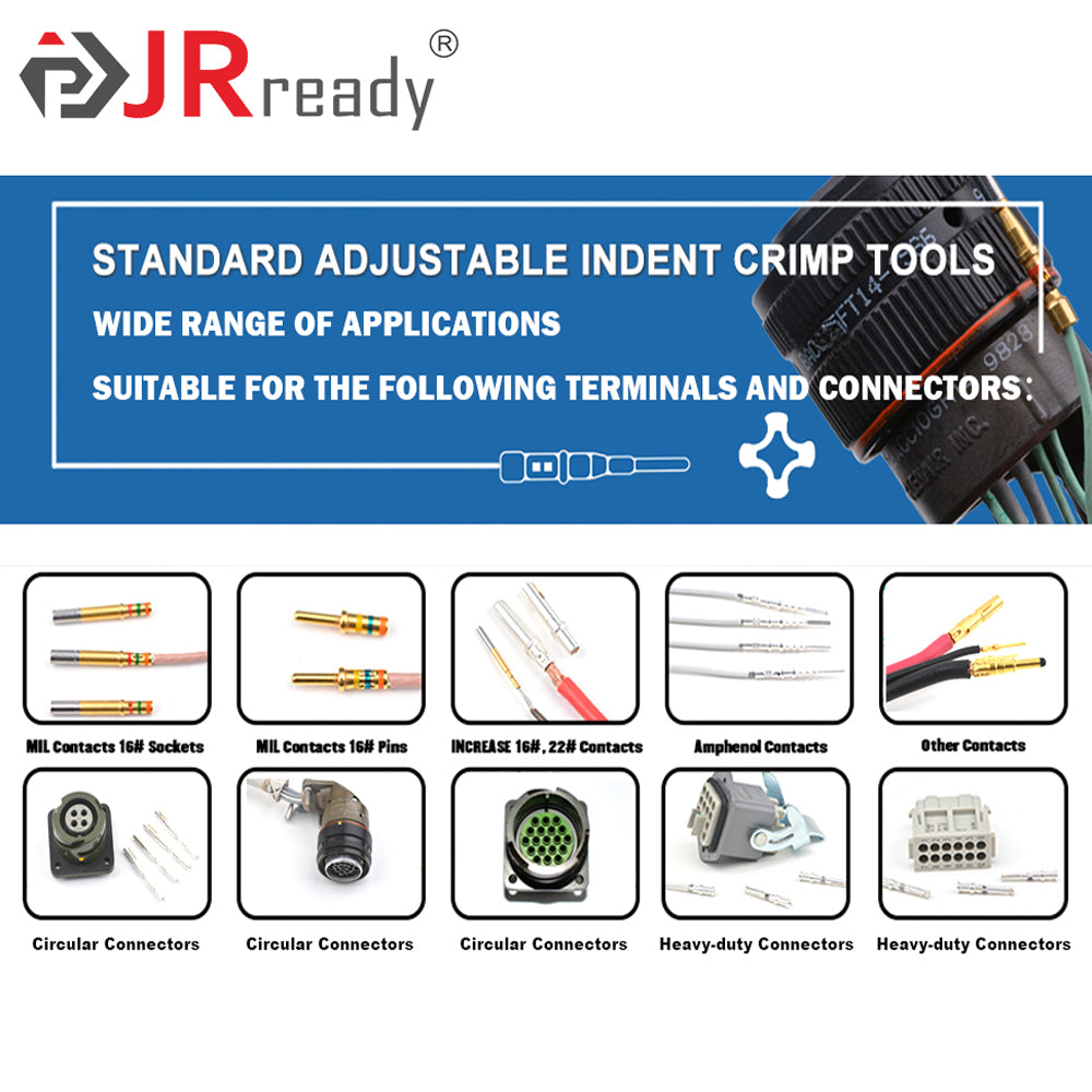 JRready JST1162 Crimp Tool Full Kit: JRD-ASF1 M22520/1-01 Crimp Tool+17 Positioners+G125 Gage, Tool Kit For Electrical Connectors Wiring System