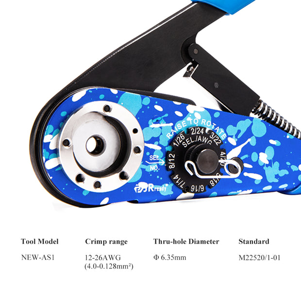 JRready ST2144 CRIMP TOOL KIT: NEW-AS1 CRIMP TOOL(M22520/1-01 Equivalent)+UF6-UF2-5 POSITIONER(UH2-5 M22520/1-05 Equivalent) 12-26 AWG