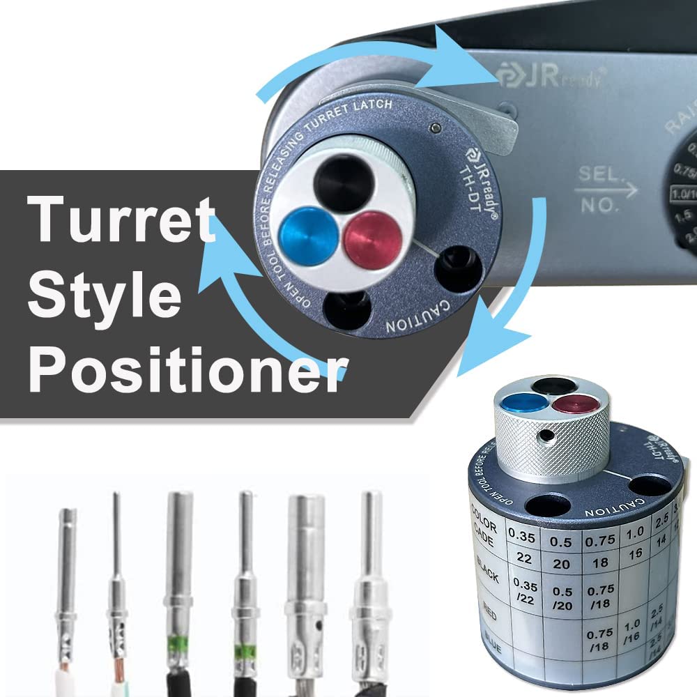 JRready ST2158 KIT: JRD-DT2 Deutsch Crimper with TH-DT Turret Style Positioner for Deutsch Solid Barrel Contact 12 16 20 Deutsch DT, DTM, DTP Connectors, 12-22AWG