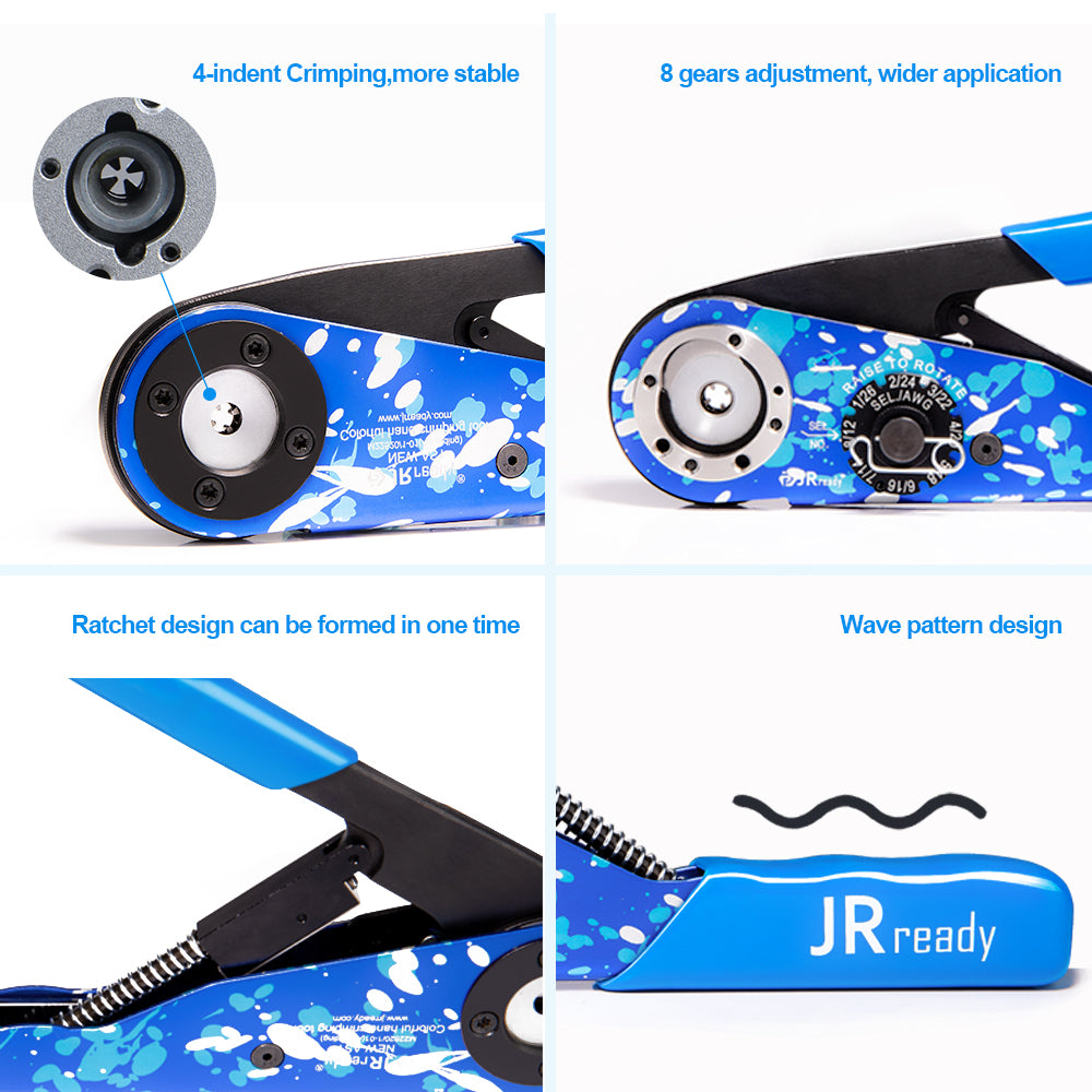 JRready NEW-AS1(Small Size M22520/1-01) Camouflage Blue Indent Crimp Tool 12-26AWG