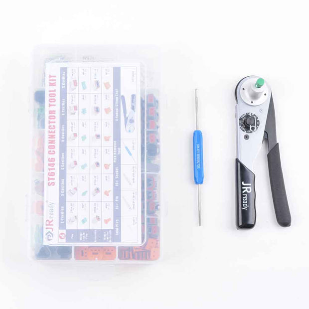 JRready ST6146 DT Connector Kit, 2-12 Pin 368 PCS Connector/Solid Contact/Crimper ACT-M202 for 12-22AWG