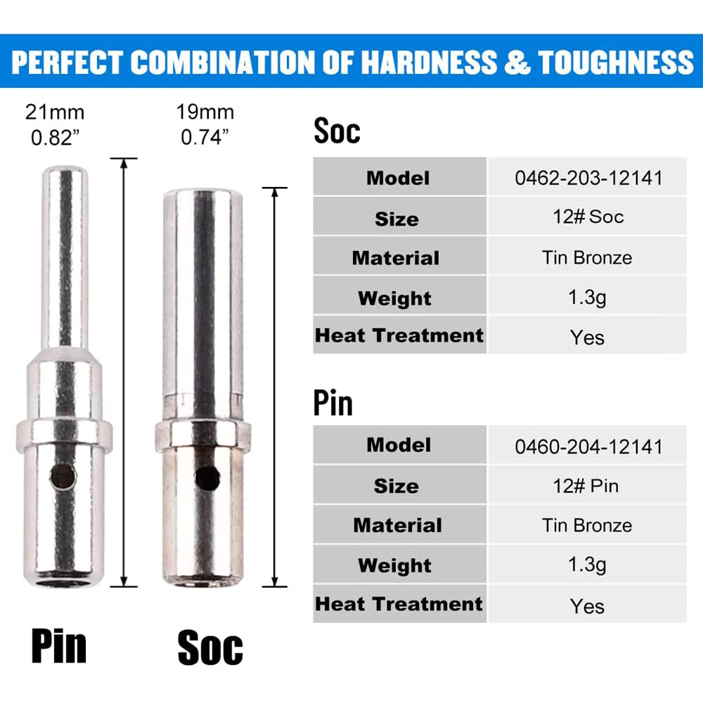 Deutsch Solid Contact Pin Kit – Male & Female Terminals For DT 12/16/20 Gauge