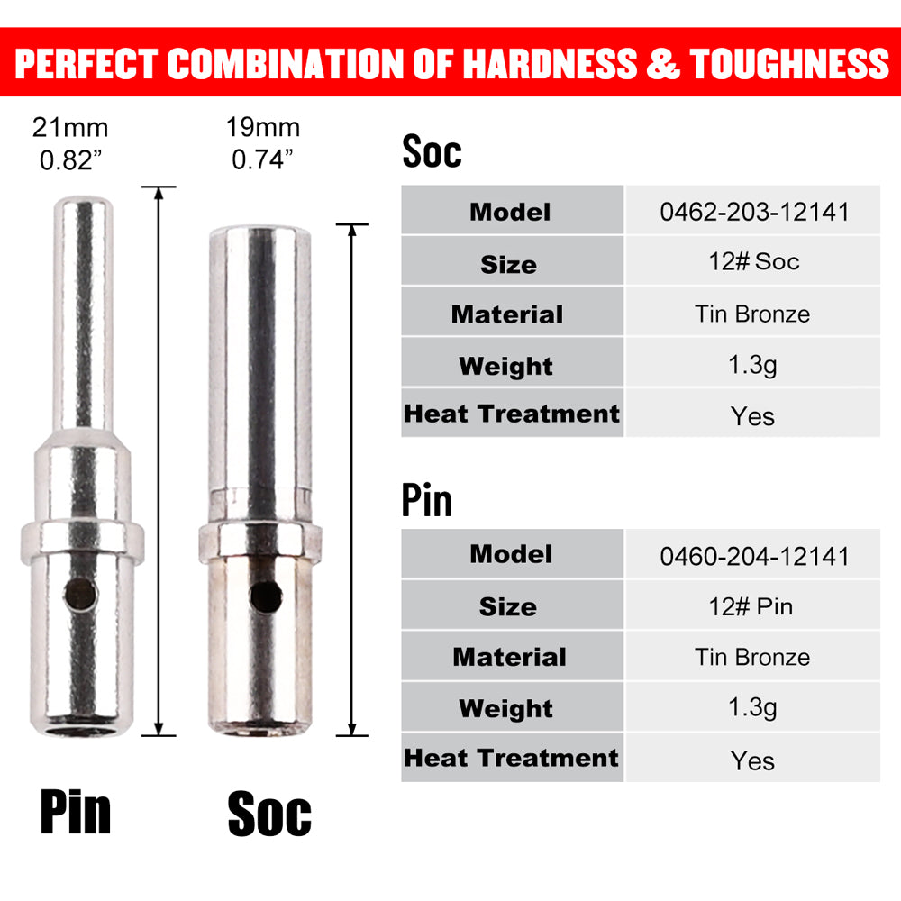 JRready ST6286 1 Pin DTHD Connector 4 Sets,IP67 Waterproof Connectors,Contact Size 12, Wire Gauge 12-14AWG,25A