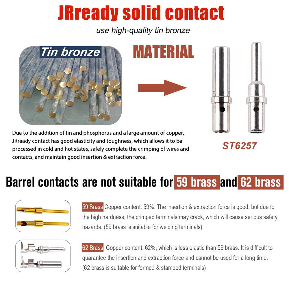 JRready ST6257 DTP Connector Solid Barrel Size 12 Pins and Sockets: Male Pins 0460-204-12141 & Female Sockets 0462-203-12141 for Wire Size 12-14 awg, 20 Pairs