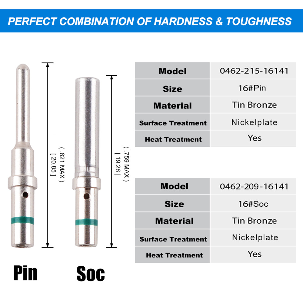 JRready ST6281 DT Connectors Terminal Kit 90Pairs, Contact Size 16, Male Pins 0460-215-16141/Female Sockets 0462-209-16141, Wire Gauge 14-20 AWG (DT 16# 90Pairs)