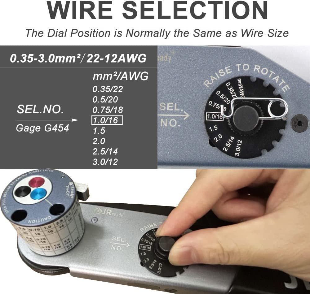 JRready ST2158 KIT: JRD-DT2 Deutsch Crimper with TH-DT Turret Style Positioner for Deutsch Solid Barrel Contact 12 16 20 Deutsch DT, DTM, DTP Connectors, 12-22AWG