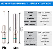 JRready ST6119 Deutsch Solid Contact Size 16 Kit:16# Male 0460-215-16141 Deutsch DT Solid Pins/Deutsch Female Pins 0462-209-16141 Contacts Wire 14（60 pair）