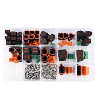 JRready ST6275 234 PCS Black DT Connector Kit, 2 3 4 6 8 12 Pin Waterproof Connectors with Solid Contacts 14-20 AWG