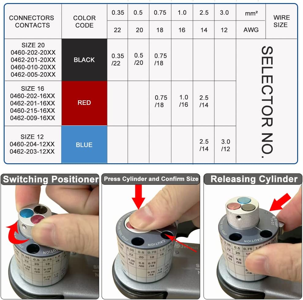 JRready ST2158 KIT: JRD-DT2 Deutsch Crimper with TH-DT Turret Style Positioner for Deutsch Solid Barrel Contact 12 16 20 Deutsch DT, DTM, DTP Connectors, 12-22AWG