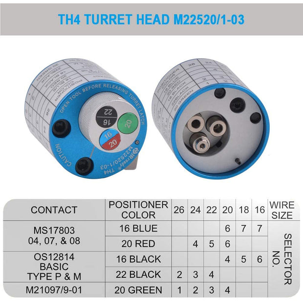 JRready TH4（M22520/1-03） Turret Head Positoner, Match M22520/1-01 for MIL-DTL-28748 Connector M39029,MS17808 series Contacts