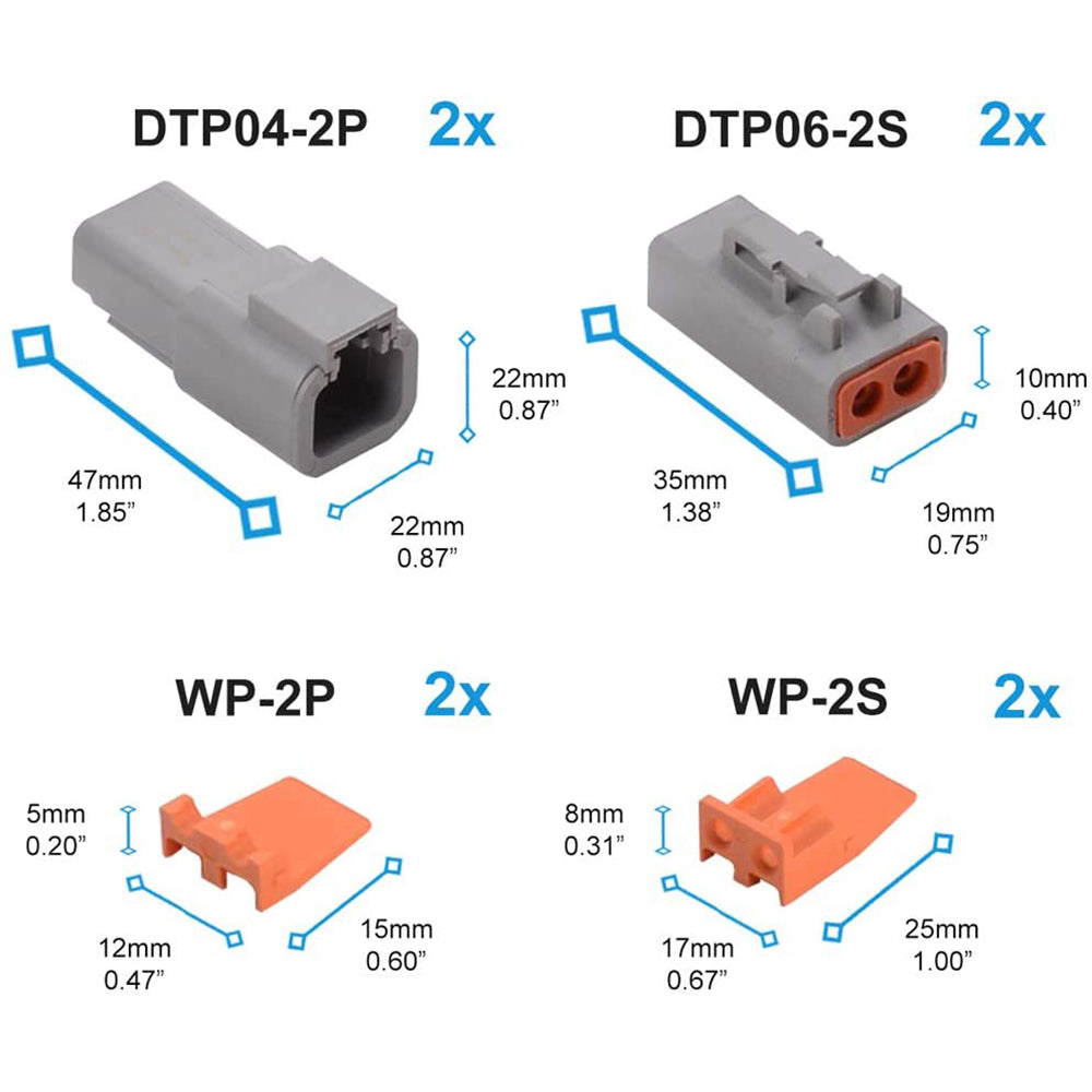 JRready ST6138 Kit: DTP 2 Sets 2 Pin Connector  & 4 pairs Size 12 Terminals, 14-12 AWG Current Rating 25 Amps