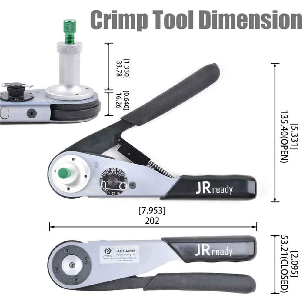 JRready ACT-M202 Connector Crimper Equivalent to HDT-48-00 12-22AWG, Get JRready 16# Solid Contacts Kit