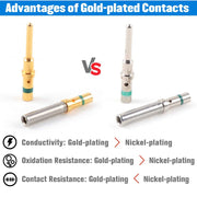 JRready ST6259 Gold-Plated DT Solid Contact Size 16: Male 0460-215-1631 and Female 0462-209-1631 for Deutsch DT Series Connector, 30 Pairs