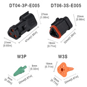 JRready ST6272 6 Sets Black Sealed Enhanced DT 3 Pin Connectors,Waterproof Electrical Wire Connector with Solid Contacts 14-20 AWG