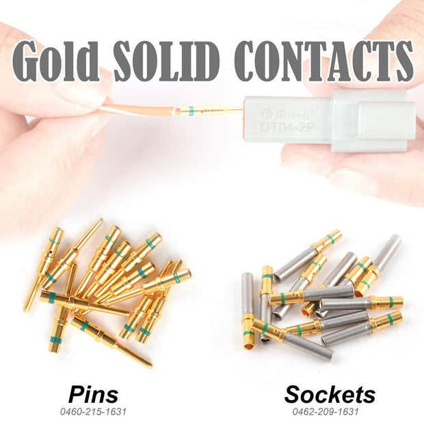 JRready ST6152 2 Pin Connector Kit with Gold-plated 16# Solid Contacts 0460-215-1631 Pins & 0462-209-1631 Sockets
