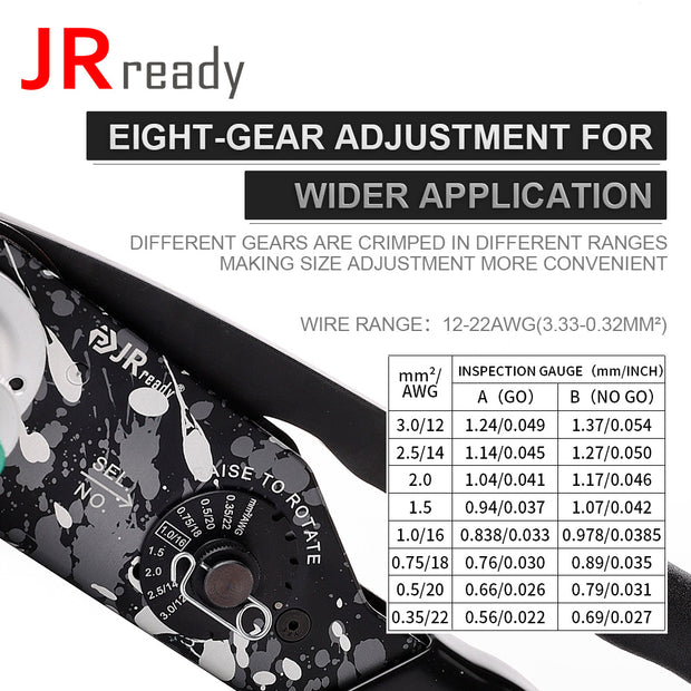 JRready NEW-DT2 New Appearance Connector Crimp Tool (HDT-48-00 JRD-HDT-48 Equivalent) for DT DTM DTP Connector 12#，16#，20# Pins/Sockets 12-22 AWG