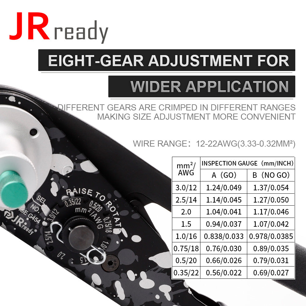 JRready NEW-DT1(HDT-48-00 ACT-M202 Equivalent) Small Size Crimp Tool for 12#，16#，20# Solid Contacts in DT DTM DTP Connectors  12-22 AWG