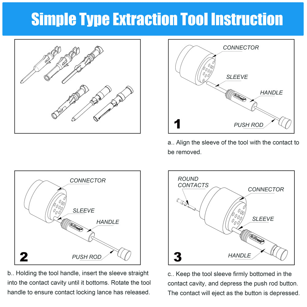 JRready ST5223 Release Tool Extraction Tool Kit for AMP HARTING Connectors & Contacts