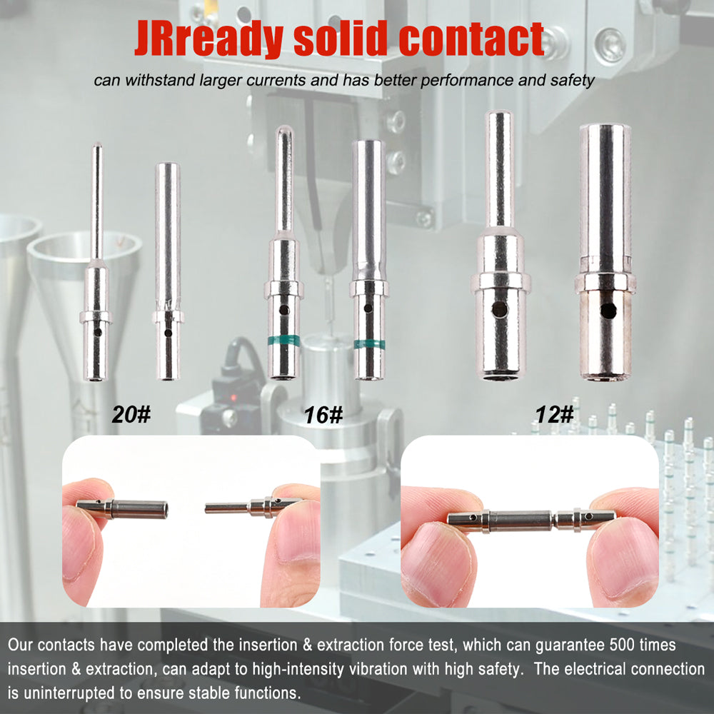 JRready ST6260 Closed Barrel DTM Terminals Kit Size 20 Solid Contacts: Male 0460-202-20141 & Female 0462-215-20141 for Deutsch 22-20 Awg Barrel Connector, 40 Pairs