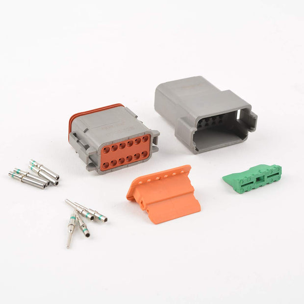 JRready ST6117 DT Series 12 Pin Connector Plug Receptacle with Contacts & Seal Plug, 3 Sets
