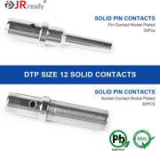 JRready ST6335 DTP Connector Kit, 2 Pin, 4 Pin Waterproof Electrical Connector with Size 12 Solid Contacts Pin Sockets, Current Rating 25 Amps