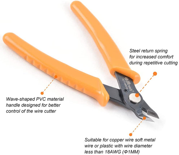 JRready ACT-WN10 Small Size Wire Cutter for Soft Copper Wire Metal Wire Less Than 18 AWG