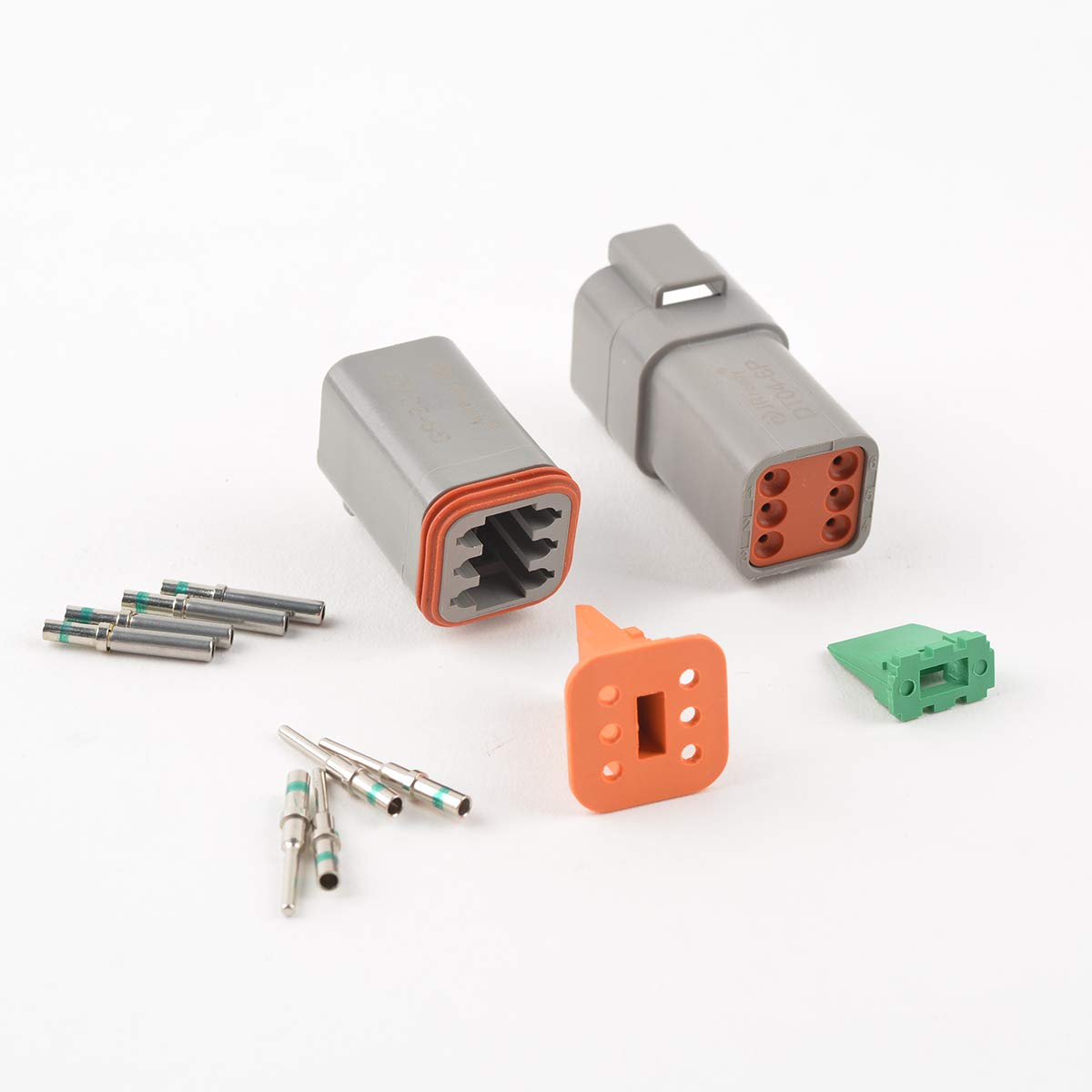 JRready ST6115 DT 6 Pin Gray Waterproof Connectors with 16# Contact 14-16AWG & Seal Plug, 3 Pairs