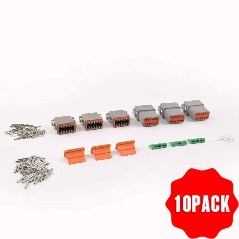 10 PACK  12pin Deutsch DT connector kit(A pack of three pairs)