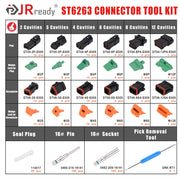 JRready ST6263 501 PCS Black DT Connector Kit, 2-12 Pin Waterproof Connectors with Solid Contacts 14-20AWG for Automotive Repair