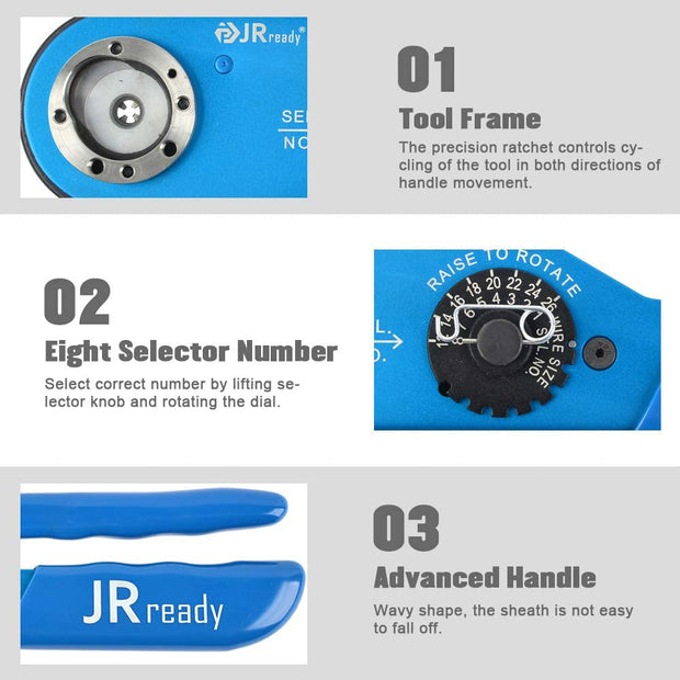 JRready JST1030 Crimp Tool Kit (JRD-ASF1 M22520/1-01 Crimp Tool+TH163 Turret Head) 12-26awg, crimp 12#, 16#, 20# Pin / Socket in M38999 SERIES 1,3,4 CONNECTORS
