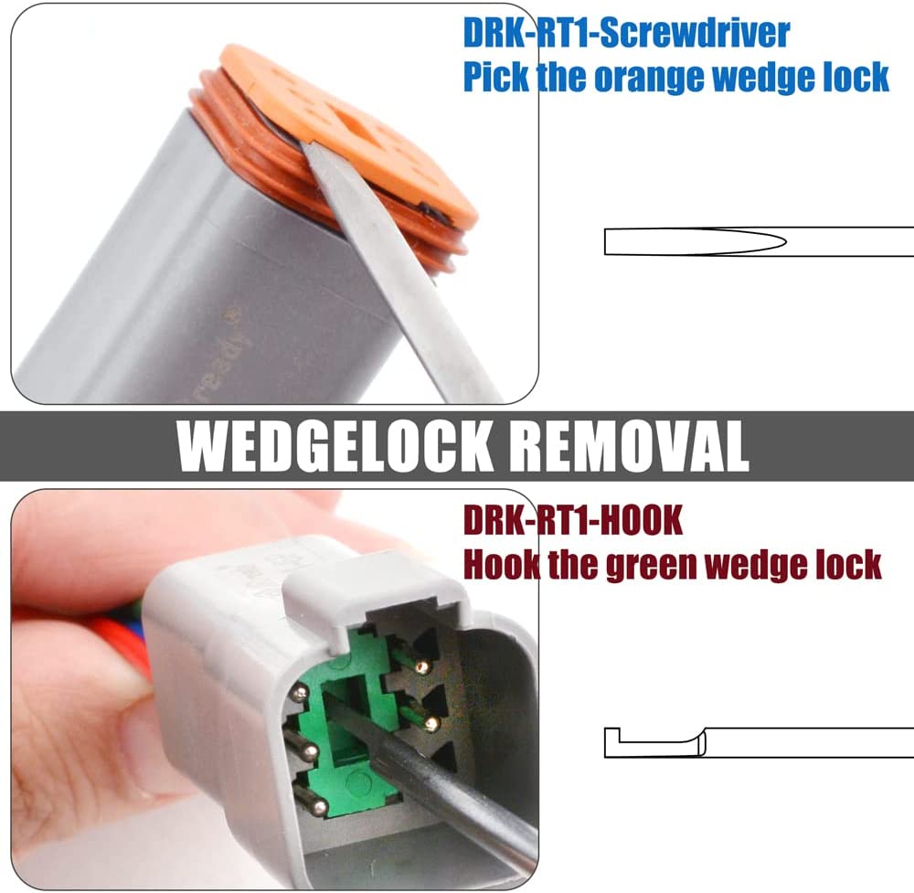 JRready ST5236-DEUTSCH Connector Removal Tool Kit: DRK-12DTP+16DT+20DTM & RT1 Metal Extraction Tools& 8 PCS Plastic Removal Tools