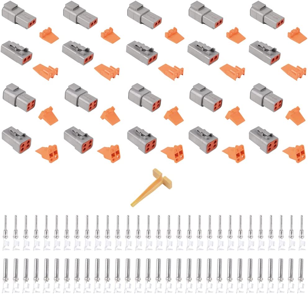 JRready ST6334 DTP Connector Kit, 2 Pin & 4 Pin Waterproof Electrical Connectors 5 Sets with Size 12 Stamped Contacts 14-12AWG