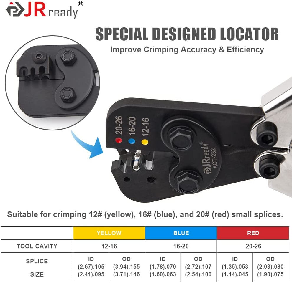 JRready CRIMP TOOL KIT: ACT-232(RED) (M22520/37-01 AD-1377) Crimp Tool ...